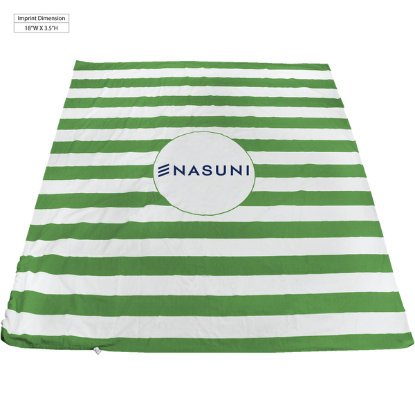 striped beach towels,  silkscreen imprint, 