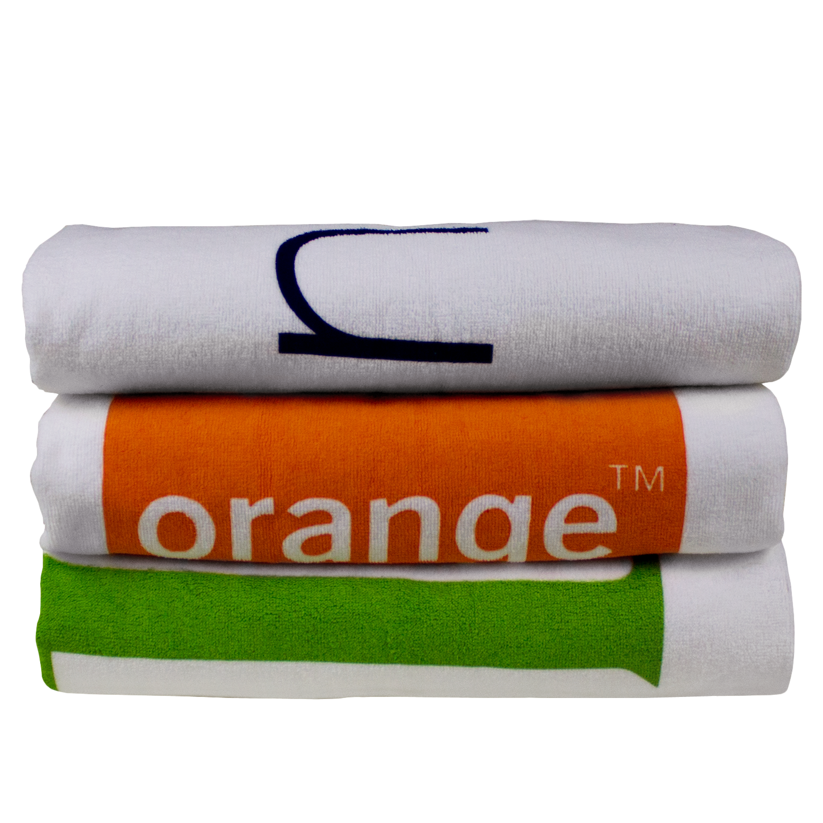 orange and white beach towels