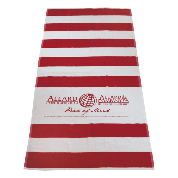 striped beach towels,  best selling towels,  silkscreen imprint, 