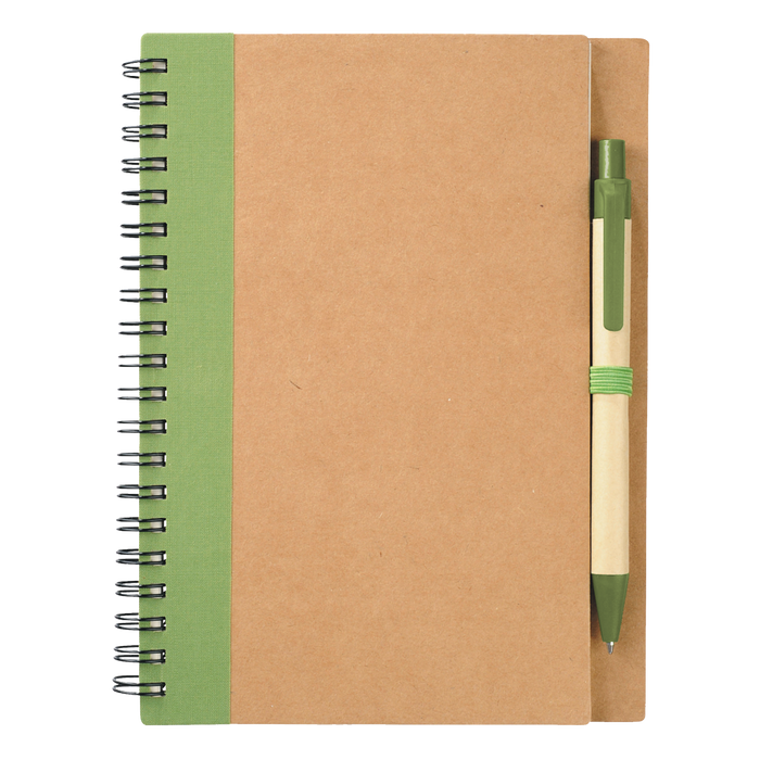 Green Eco-Friendly Spiral Notebook with Pen