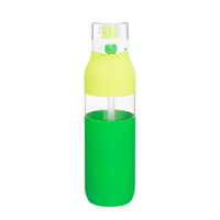 Lime Green Flip Cap Water Bottle with Straw Thumb
