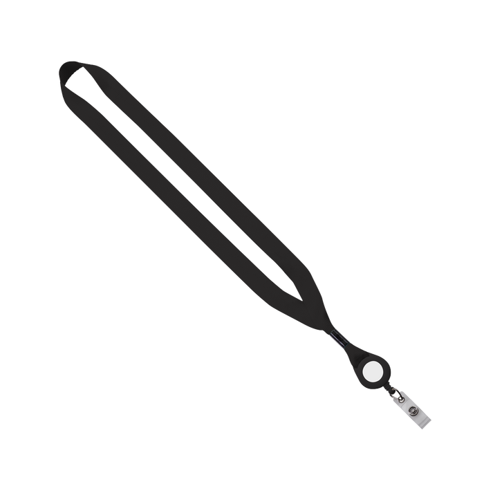 Black/Black 3/4" Lanyard with Retractable Badge Reel