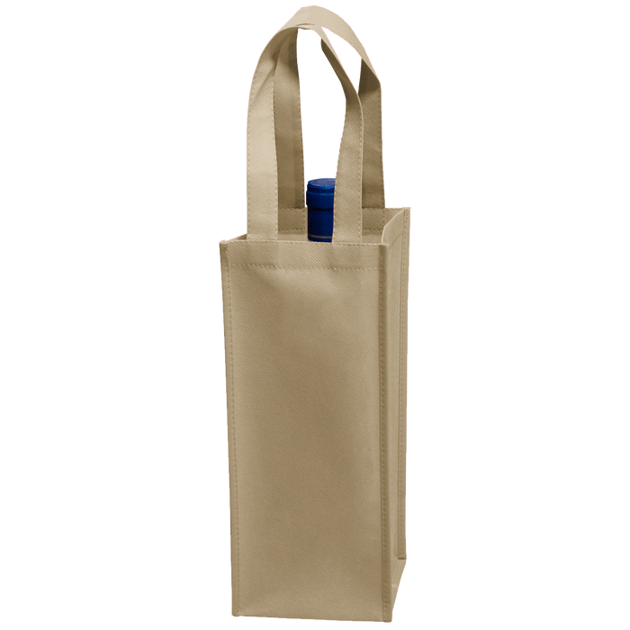 Light Khaki Single Bottle Wine Tote