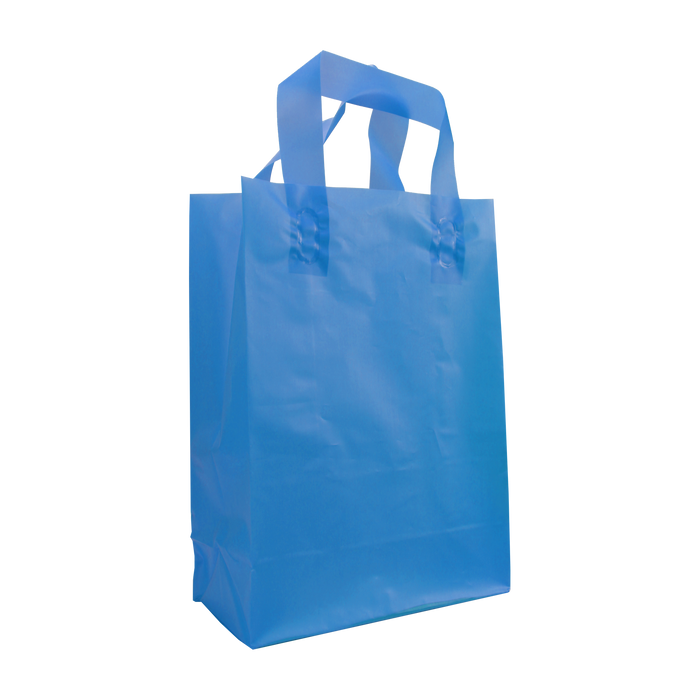 Blue Small Frosted Plastic Shopper