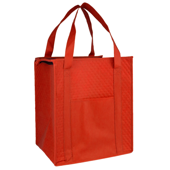 Red Insulated Tote with Pocket