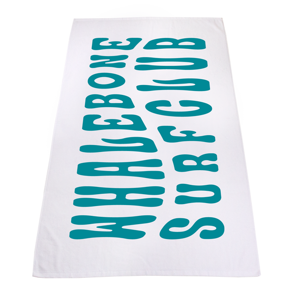 embroidery,  white beach towels,  silkscreen imprint, 