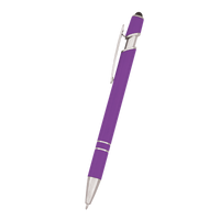 Purple Retractable Ball Point Pen with Stylus Thumb