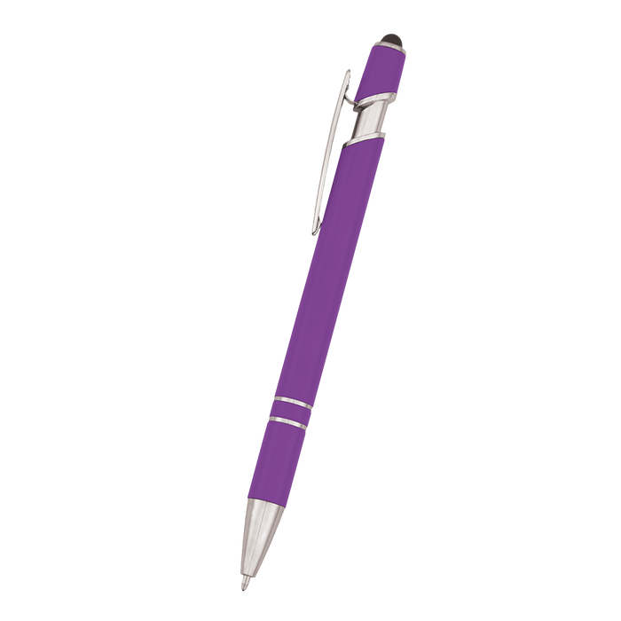 Purple Retractable Ball Point Pen with Stylus