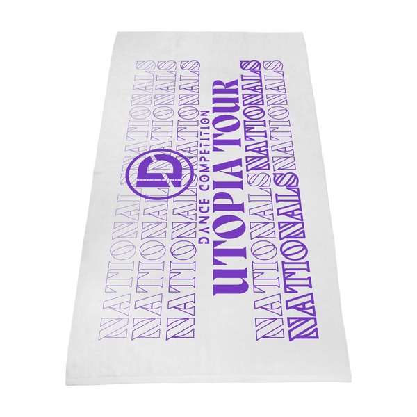 silkscreen imprint,  white beach towels, 