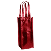 Metallic Red DISCONTINUED-Laminated Single Bottle Wine Tote Thumb