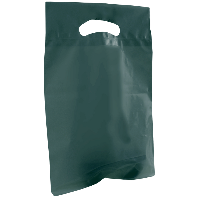 Hunter Green Small Recyclable Die Cut Plastic Bag