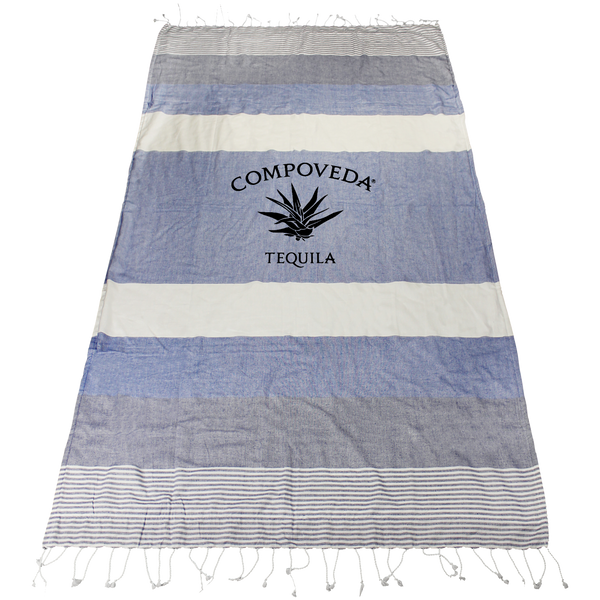 striped beach towels,  embroidery,  silkscreen imprint, 