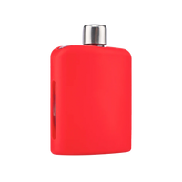 Red Glass Flask with Silicon Sleeve Thumb