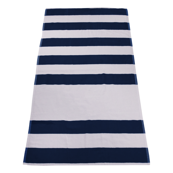 Navy Horizon Striped Beach Towel