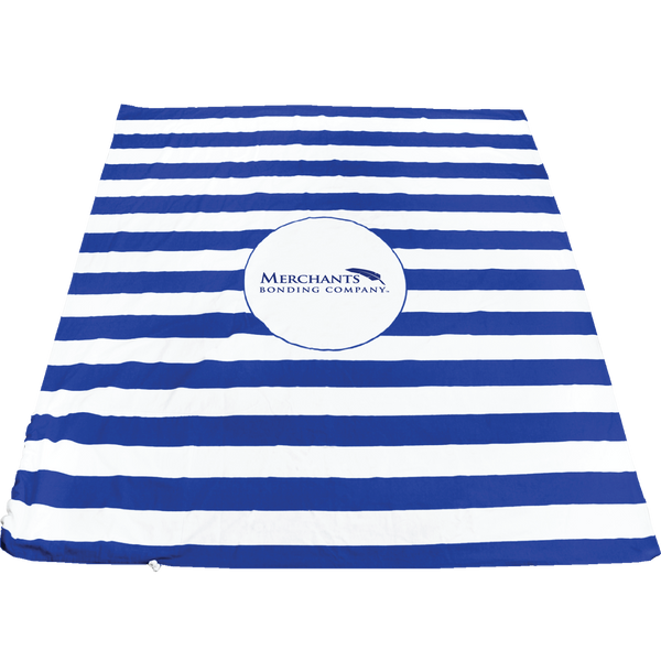 striped beach towels,  silkscreen imprint, 