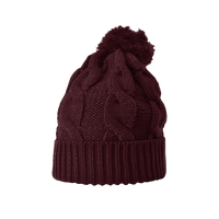 Burgundy Cable Knit Beanie Thumb