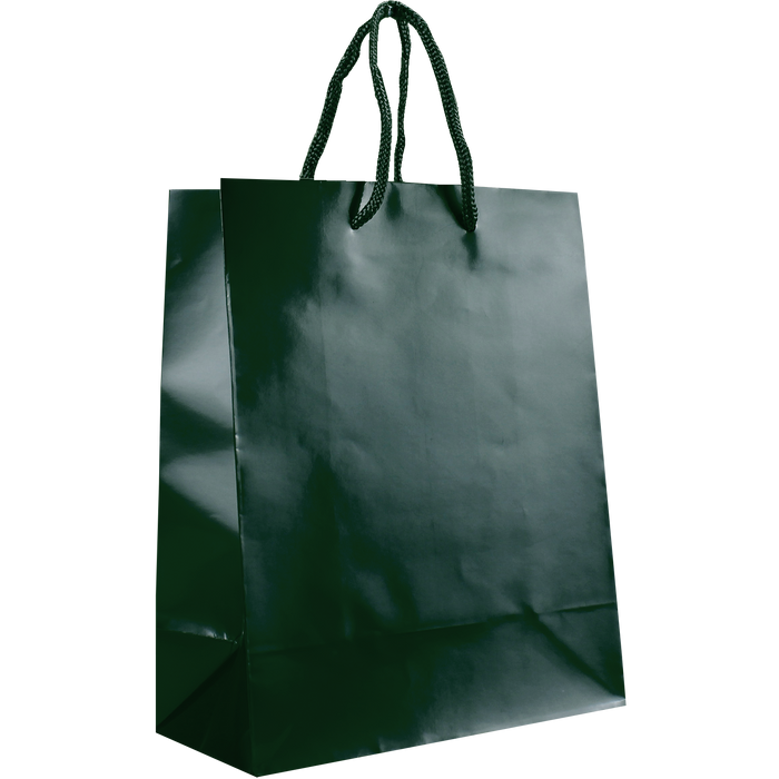 Hunter Green Small Glossy Shopper Bag